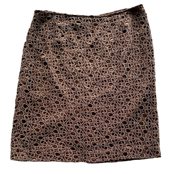 JONES NEW YORK COLLECTION PETITE tan/brown lace skirt with lining Size 10P - Picture 2 of 9